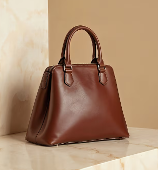 Cartable structuré à poignée supérieure en cuir marron marron