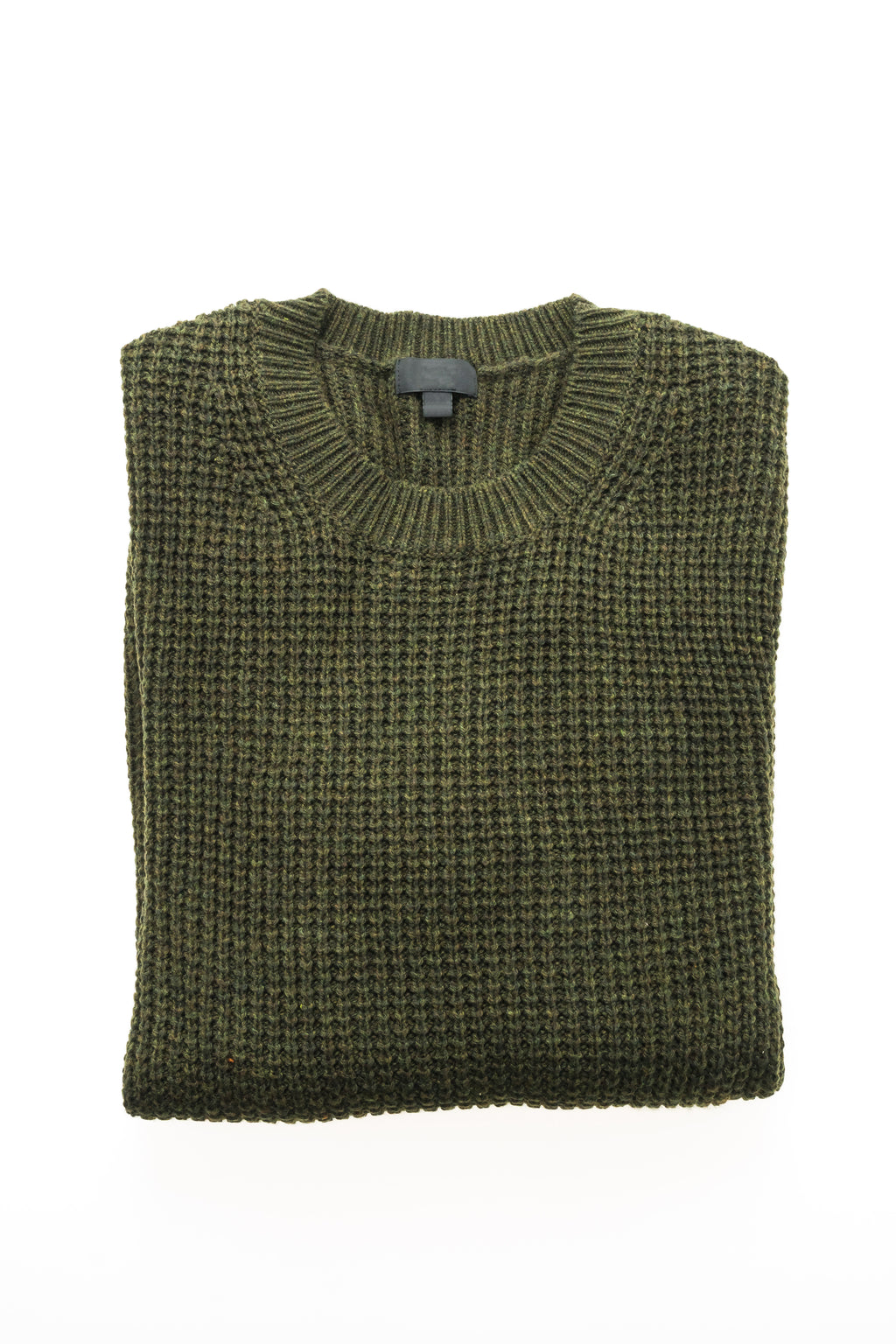 Pull à col rond en tricot gaufré vert olive pour hommes